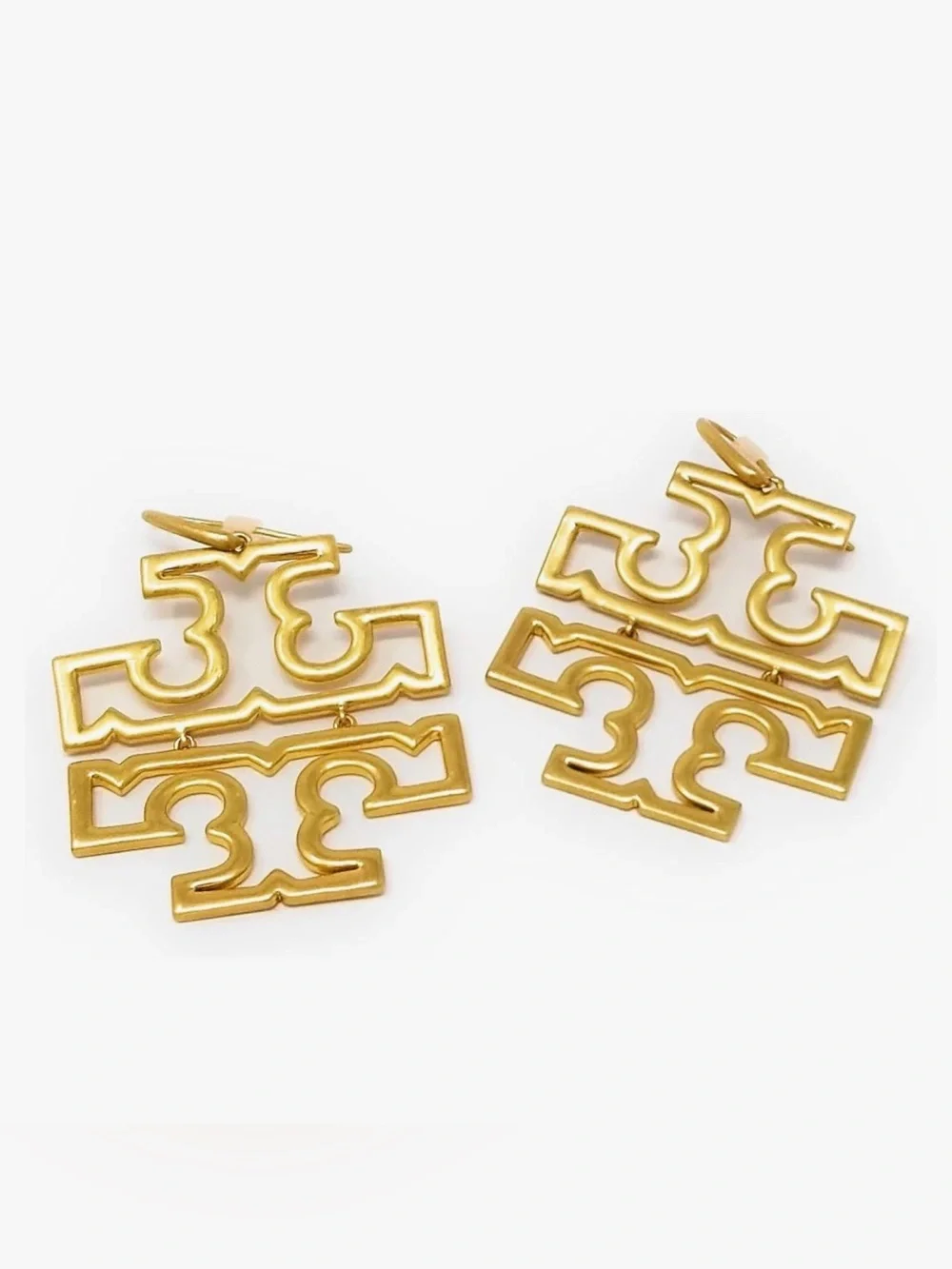 Tory Burch Britten Small Logo Drop Chic Earrings French Wire Gift Luxury NWT